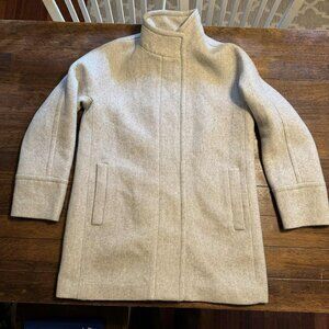 J Crew Wool Blend Light Gray Car Coat Top Coat Town Coat Size 12